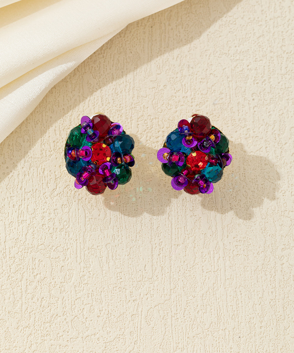 Boucles d’oreilles clip boule en perles facettées – 26AHBOL006