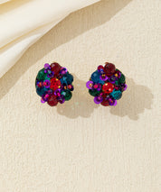 Boucles d’oreilles clip boule en perles facettées – 26AHBOL006