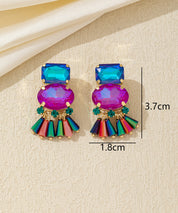 Boucles d’oreilles clip verre facetté et pampilles – 26AHBOL007