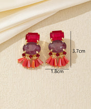 Boucles d’oreilles clip verre facetté et pampilles – 26AHBOL007