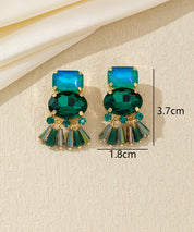 Boucles d’oreilles clip verre facetté et pampilles – 26AHBOL007