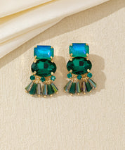 Boucles d’oreilles clip verre facetté et pampilles – 26AHBOL007