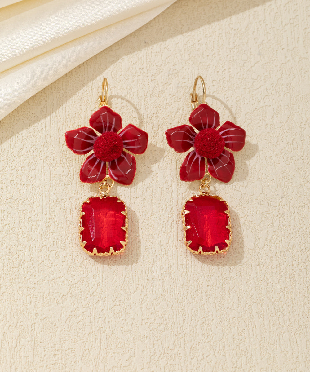 Boucles d’oreilles fleur et strass Dormeuse - 26AHBOL0009