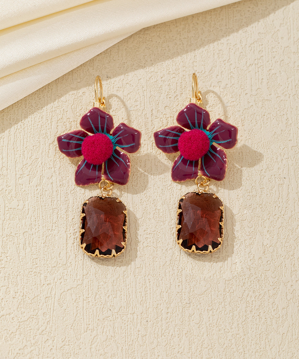 Boucles d’oreilles fleur et strass Dormeuse - 26AHBOL0009