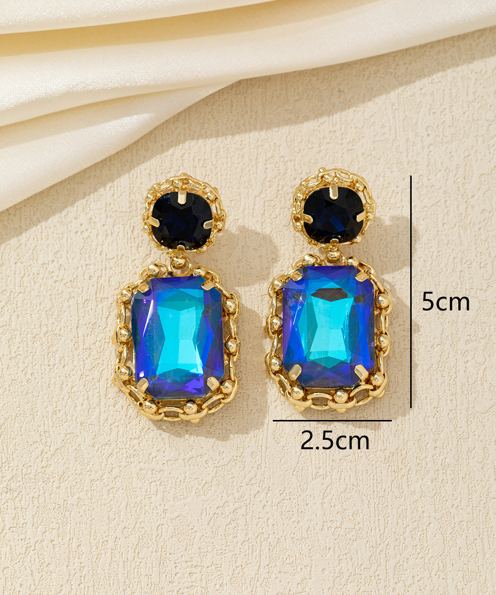 Boucles d’oreilles pendantes puces strass - 26AHBOL011