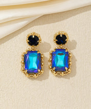 Boucles d’oreilles pendantes puces strass - 26AHBOL011