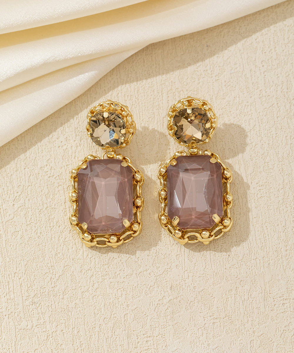 Boucles d’oreilles pendantes puces strass - 26AHBOL011