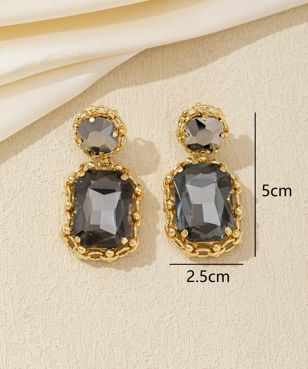 Boucles d’oreilles pendantes puces strass - 26AHBOL011