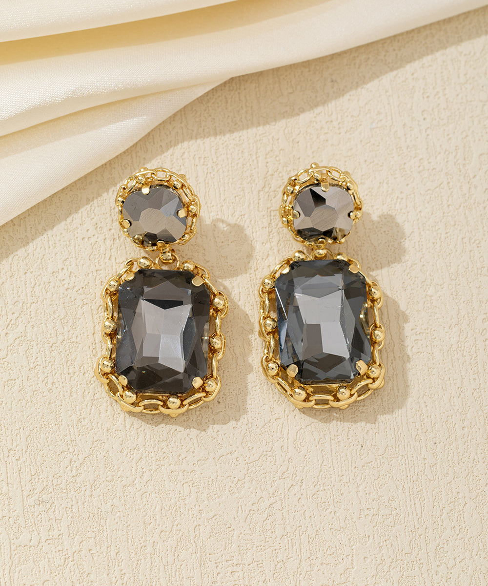 Boucles d’oreilles pendantes puces strass - 26AHBOL011