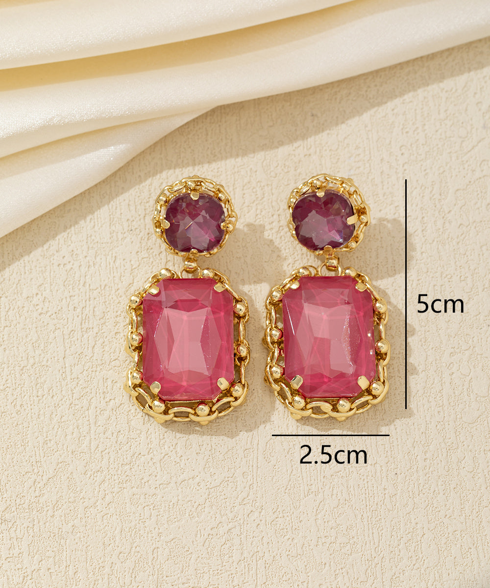 Boucles d’oreilles pendantes puces strass - 26AHBOL011