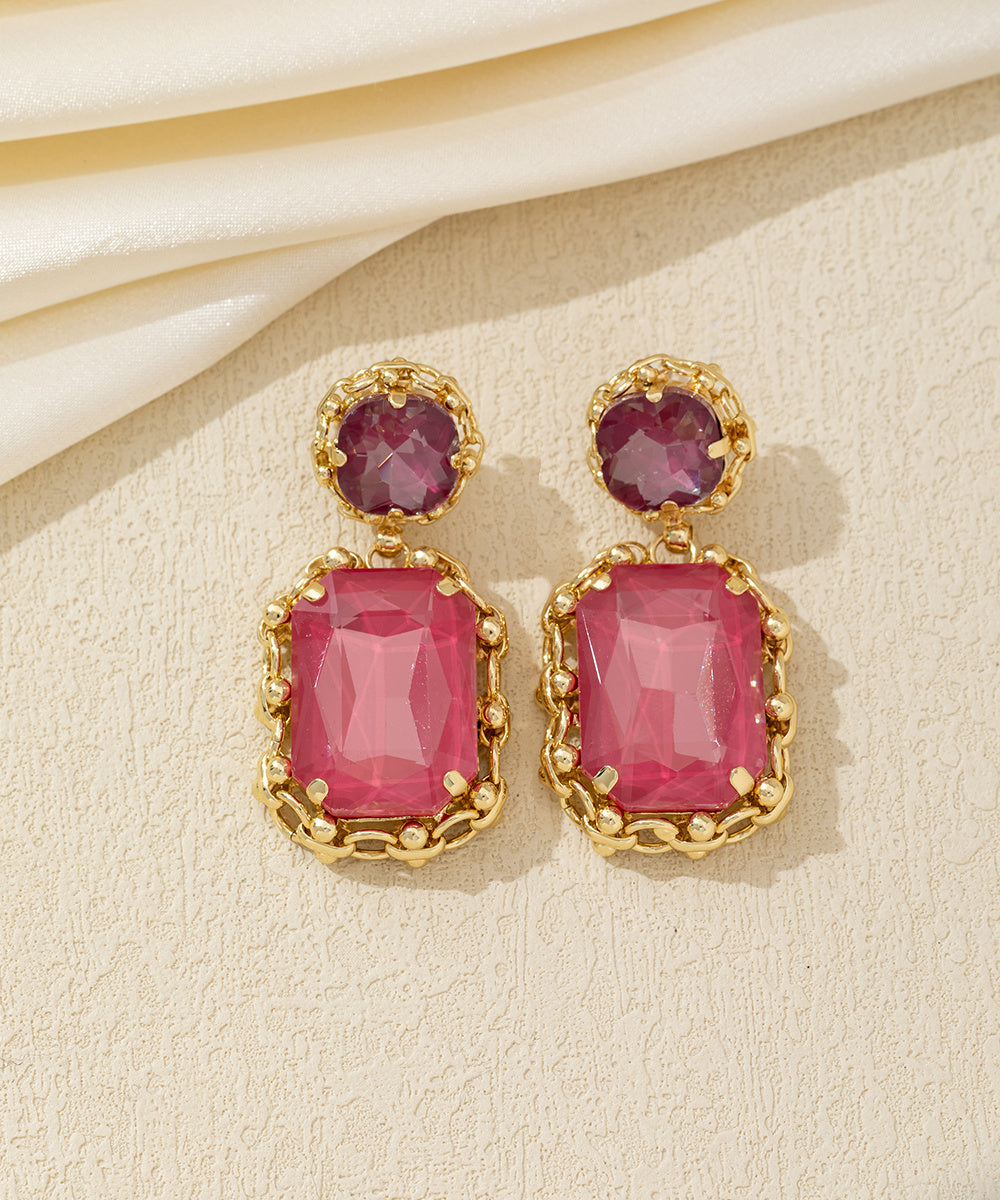 Boucles d’oreilles pendantes puces strass - 26AHBOL011