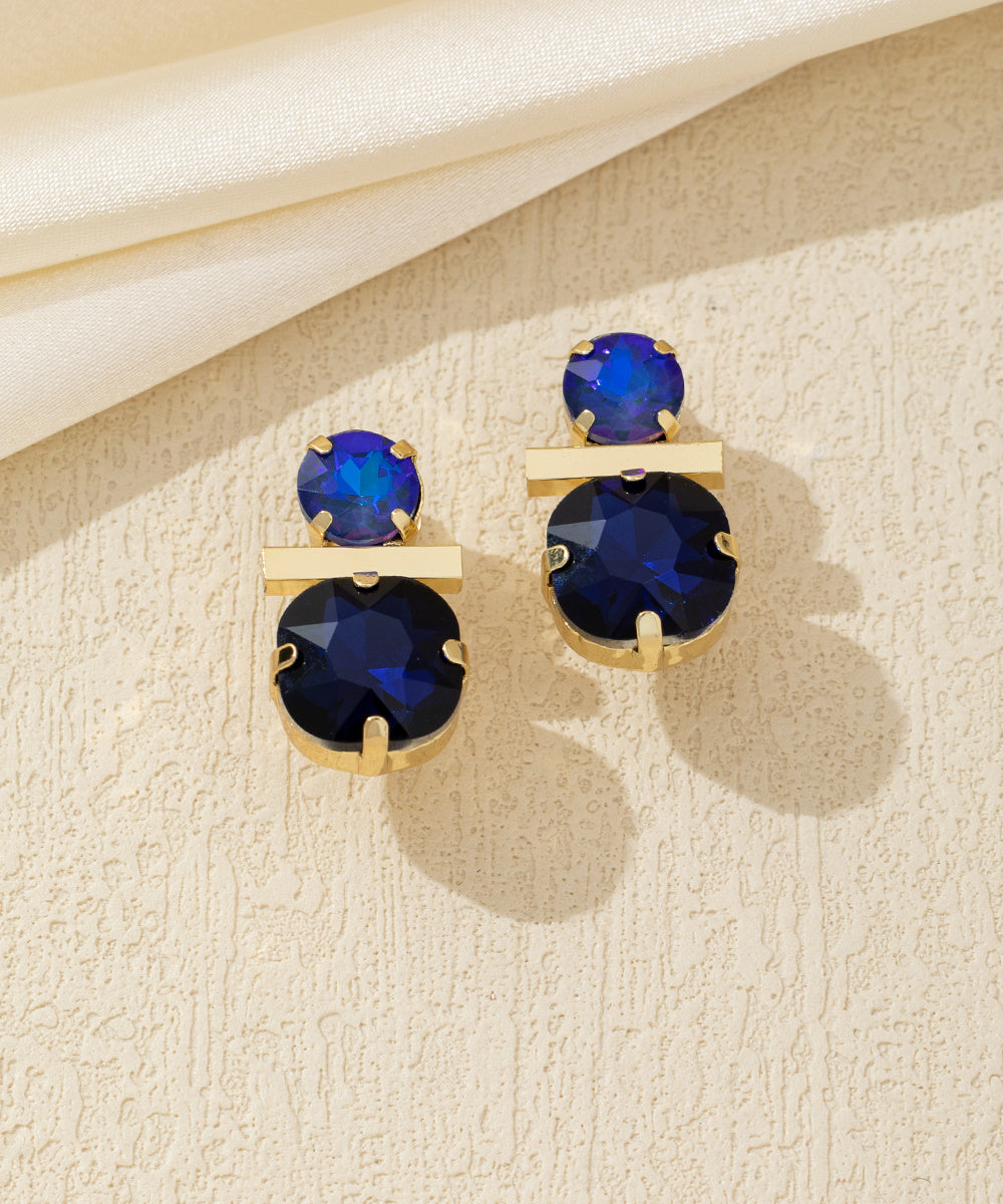 Boucles d’oreilles clip verre facetté minimaliste – 26AHBOL012