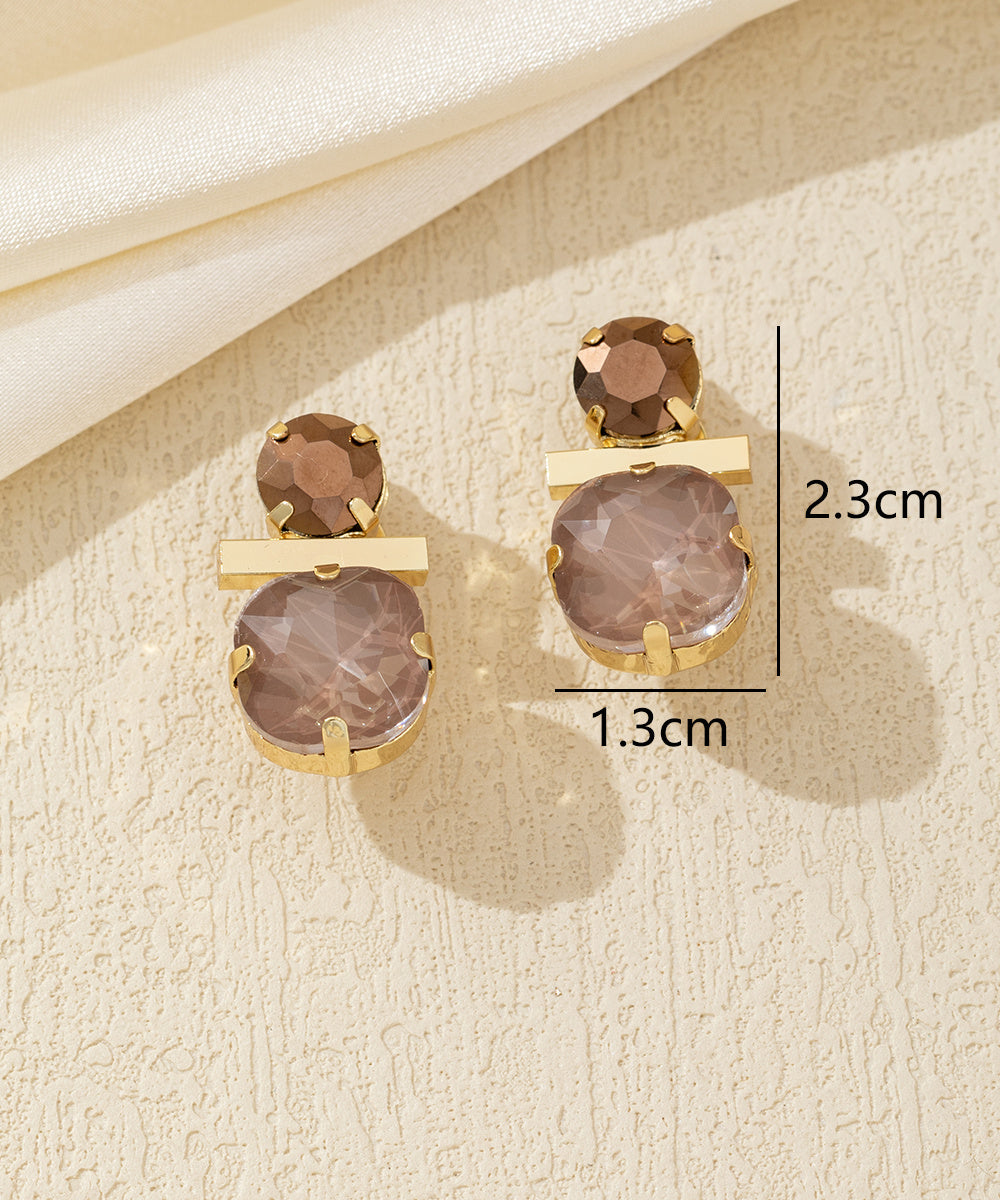 Boucles d’oreilles clip verre facetté minimaliste – 26AHBOL012