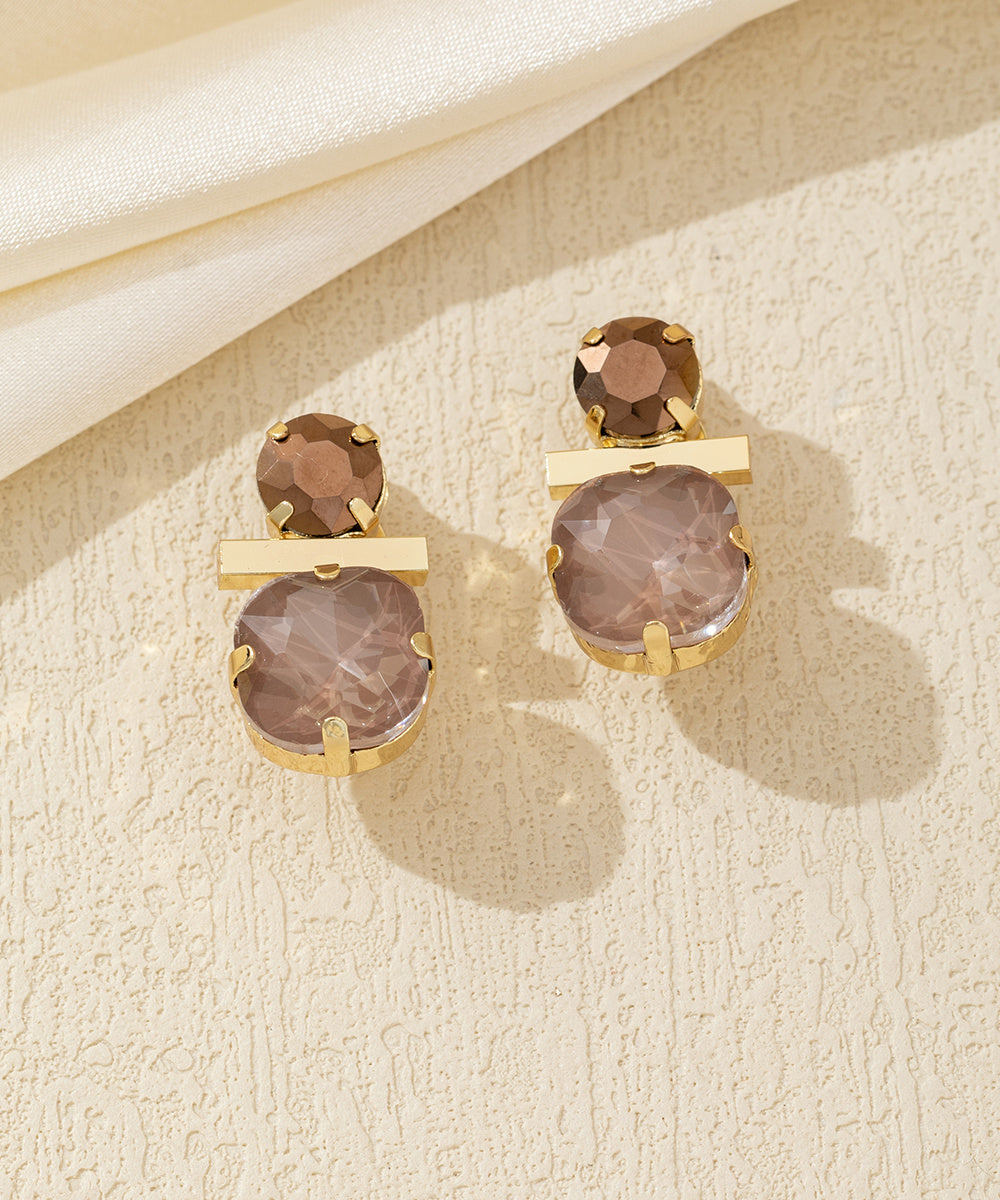 Boucles d’oreilles clip verre facetté minimaliste – 26AHBOL012
