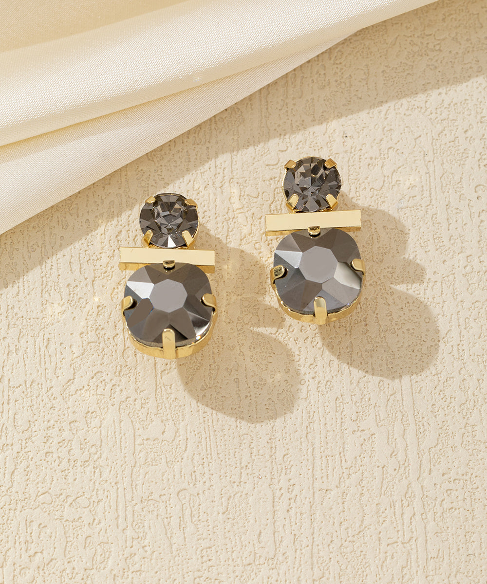 Boucles d’oreilles clip verre facetté minimaliste – 26AHBOL012