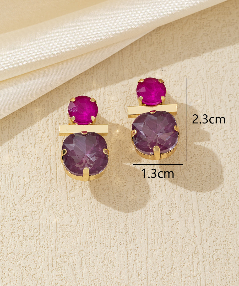 Boucles d’oreilles clip verre facetté minimaliste – 26AHBOL012