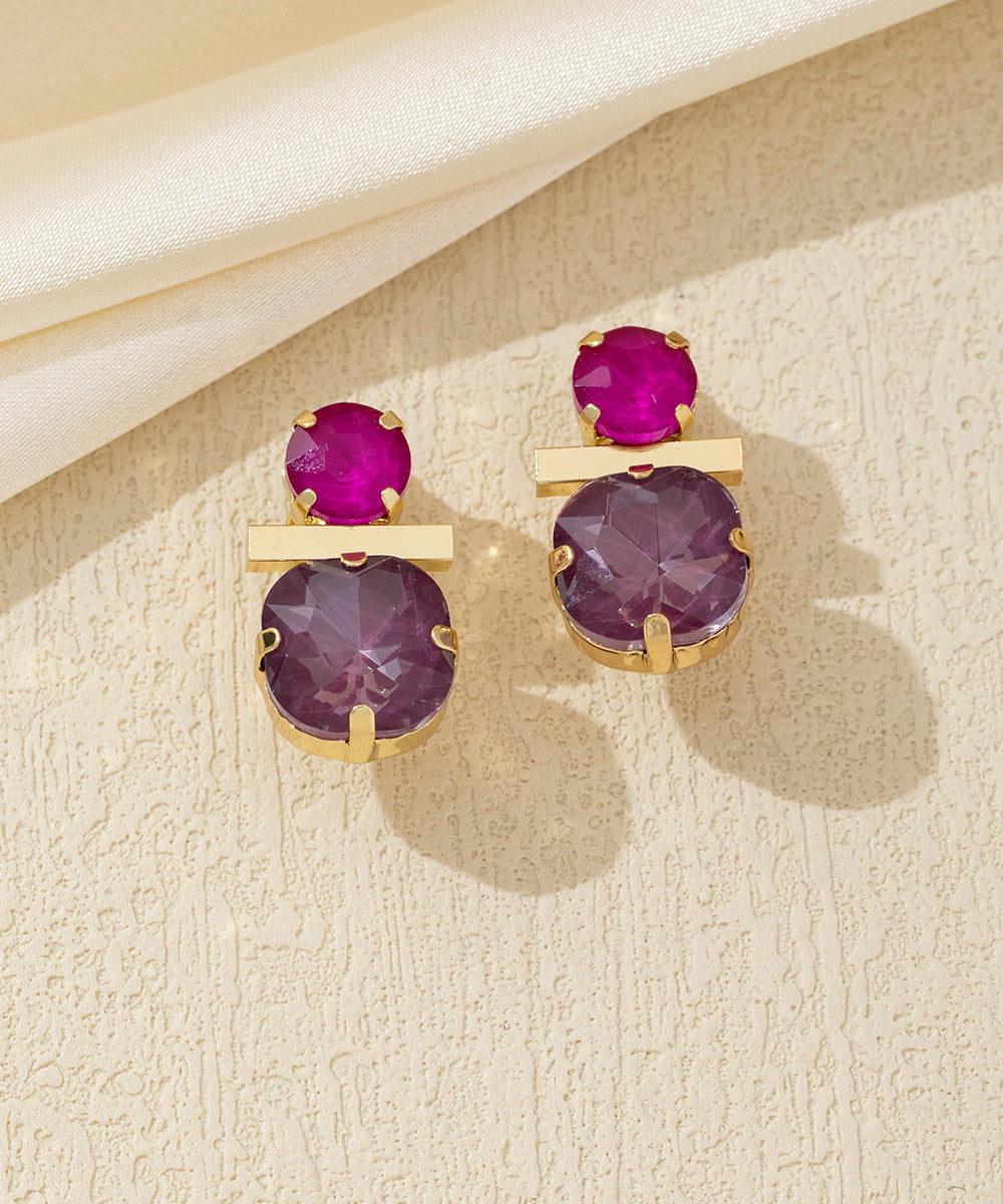 Boucles d’oreilles clip verre facetté minimaliste – 26AHBOL012