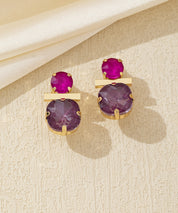 Boucles d’oreilles clip verre facetté minimaliste – 26AHBOL012
