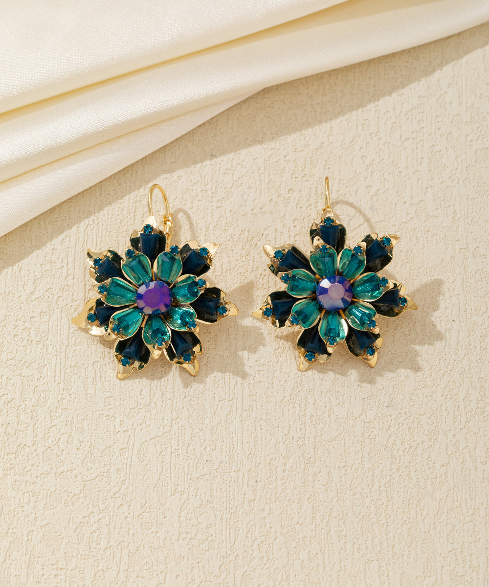 Boucles d'oreilles pendantes fleur strass Dormeuse – 26AHBOL013