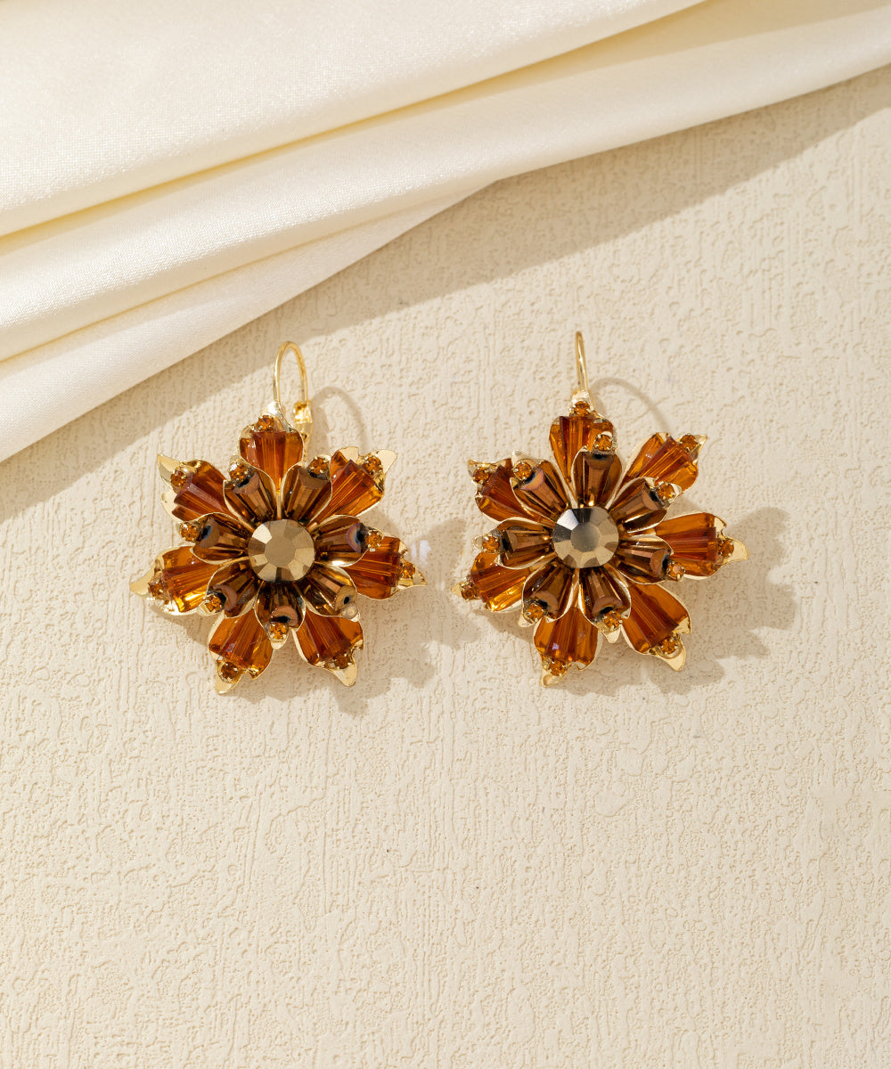 Boucles d'oreilles pendantes fleur strass Dormeuse – 26AHBOL013