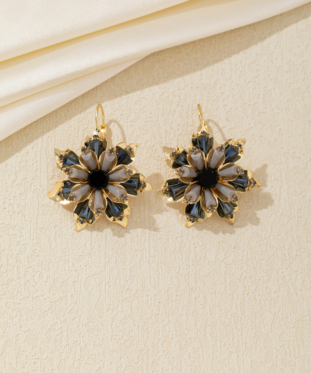 Boucles d'oreilles pendantes fleur strass Dormeuse – 26AHBOL013