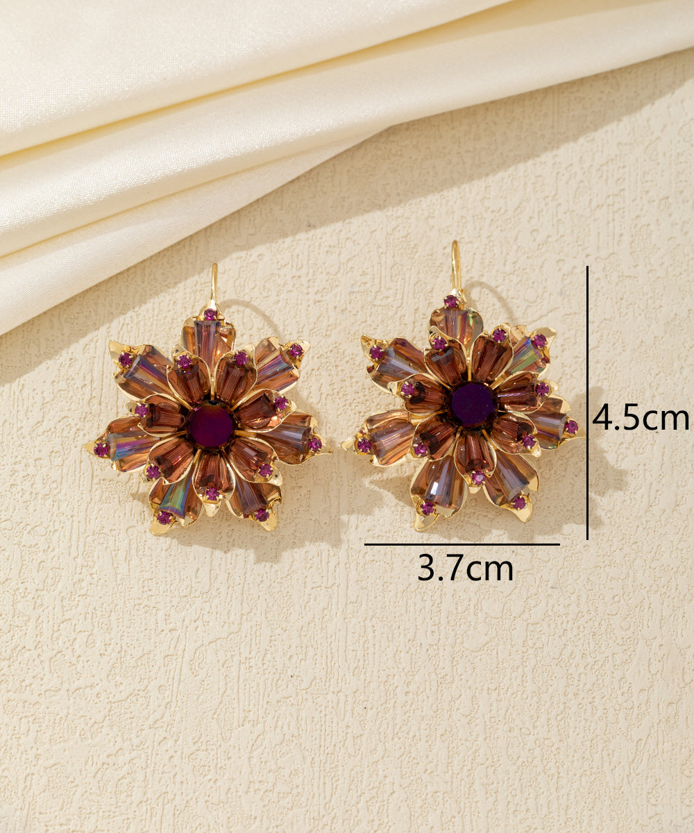 Boucles d'oreilles pendantes fleur strass Dormeuse – 26AHBOL013