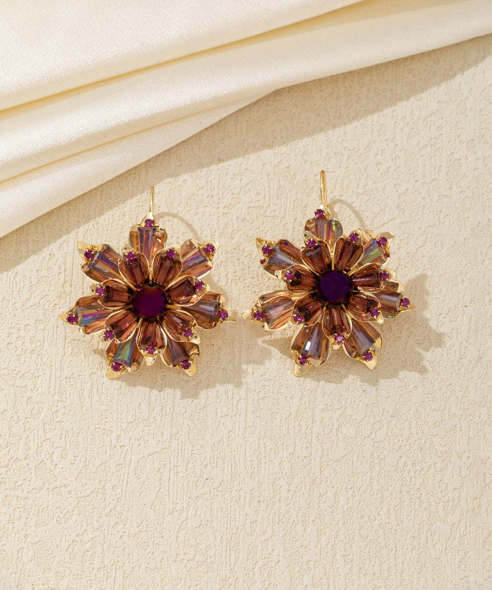 Boucles d'oreilles pendantes fleur strass Dormeuse – 26AHBOL013