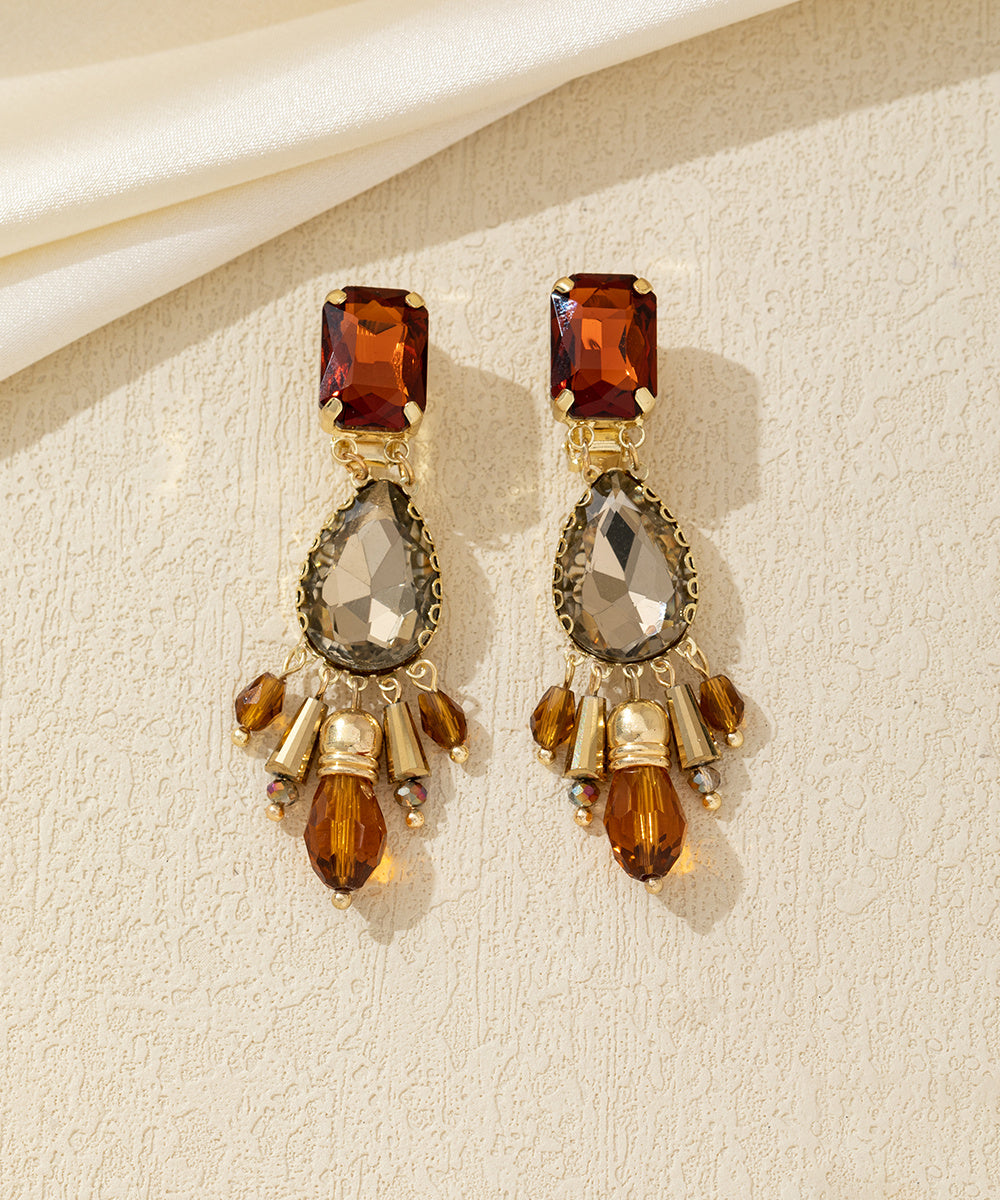 Boucles d’oreilles Clips pendantes perles verre – 26AHBOL014
