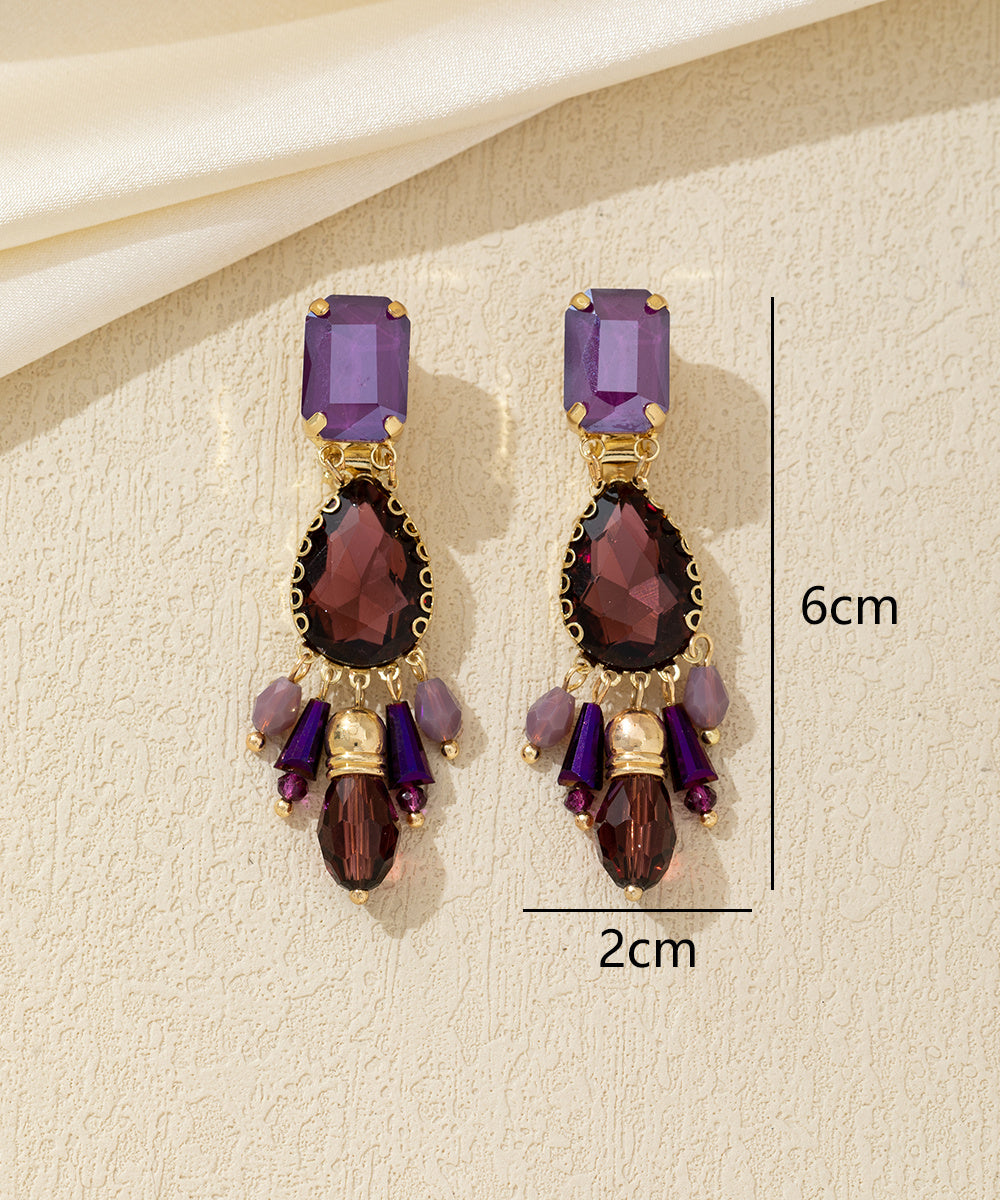 Boucles d’oreilles Clips pendantes perles verre – 26AHBOL014