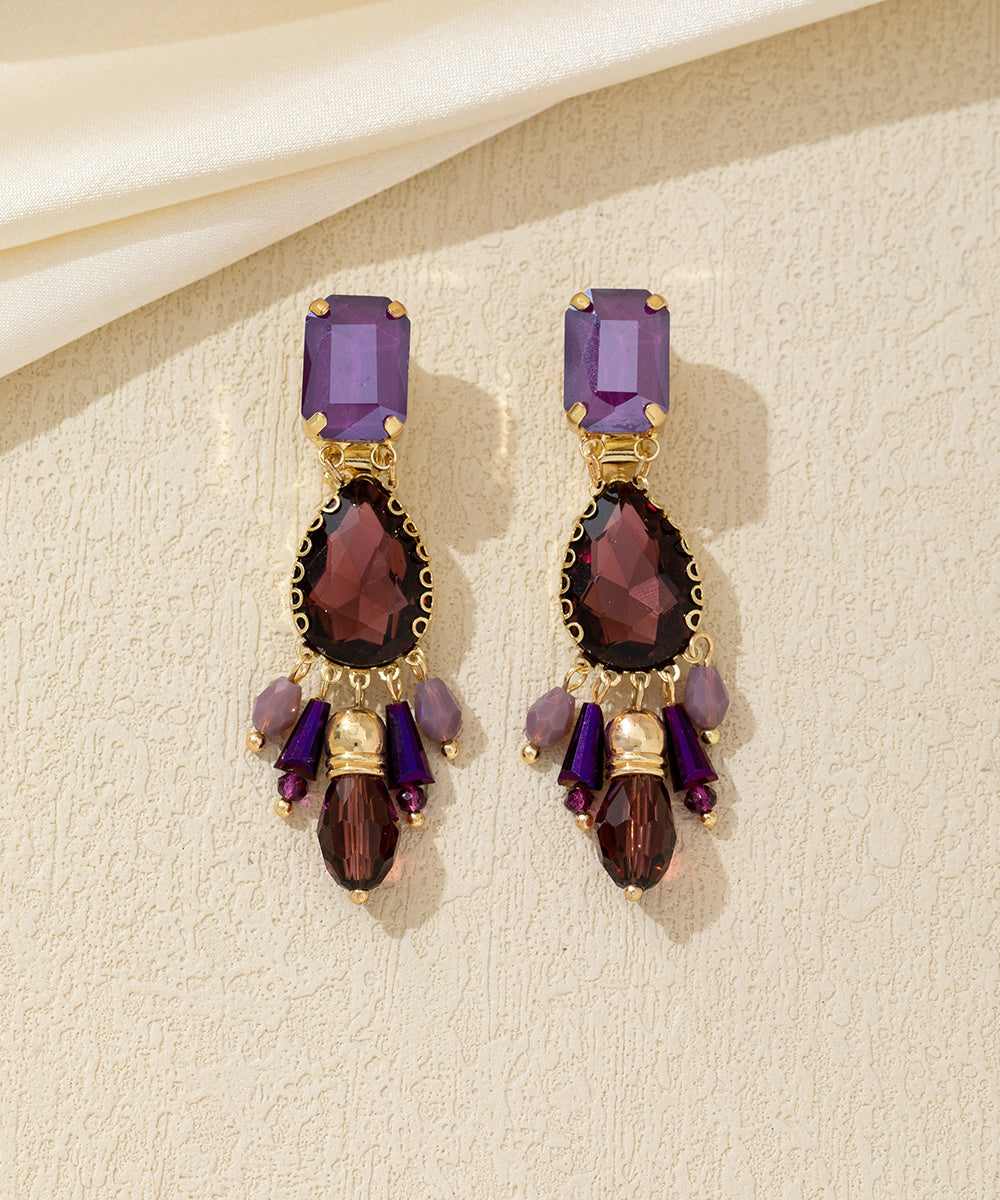 Boucles d’oreilles Clips pendantes perles verre – 26AHBOL014