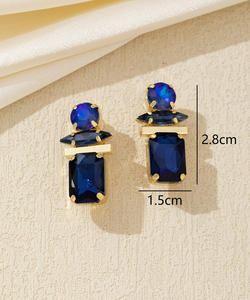 Boucles d’oreilles clip géométriques en verre – 26AHBOL016