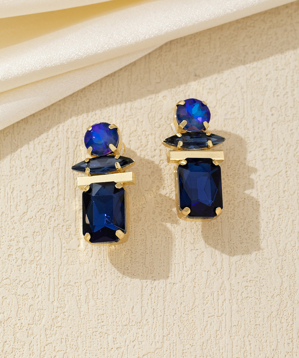 Boucles d’oreilles clip géométriques en verre – 26AHBOL016