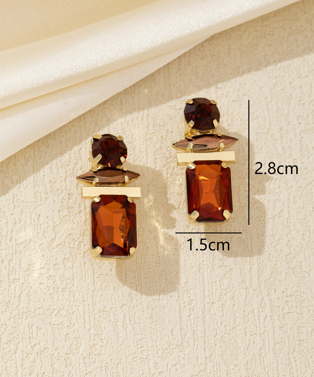 Boucles d’oreilles clip géométriques en verre – 26AHBOL016