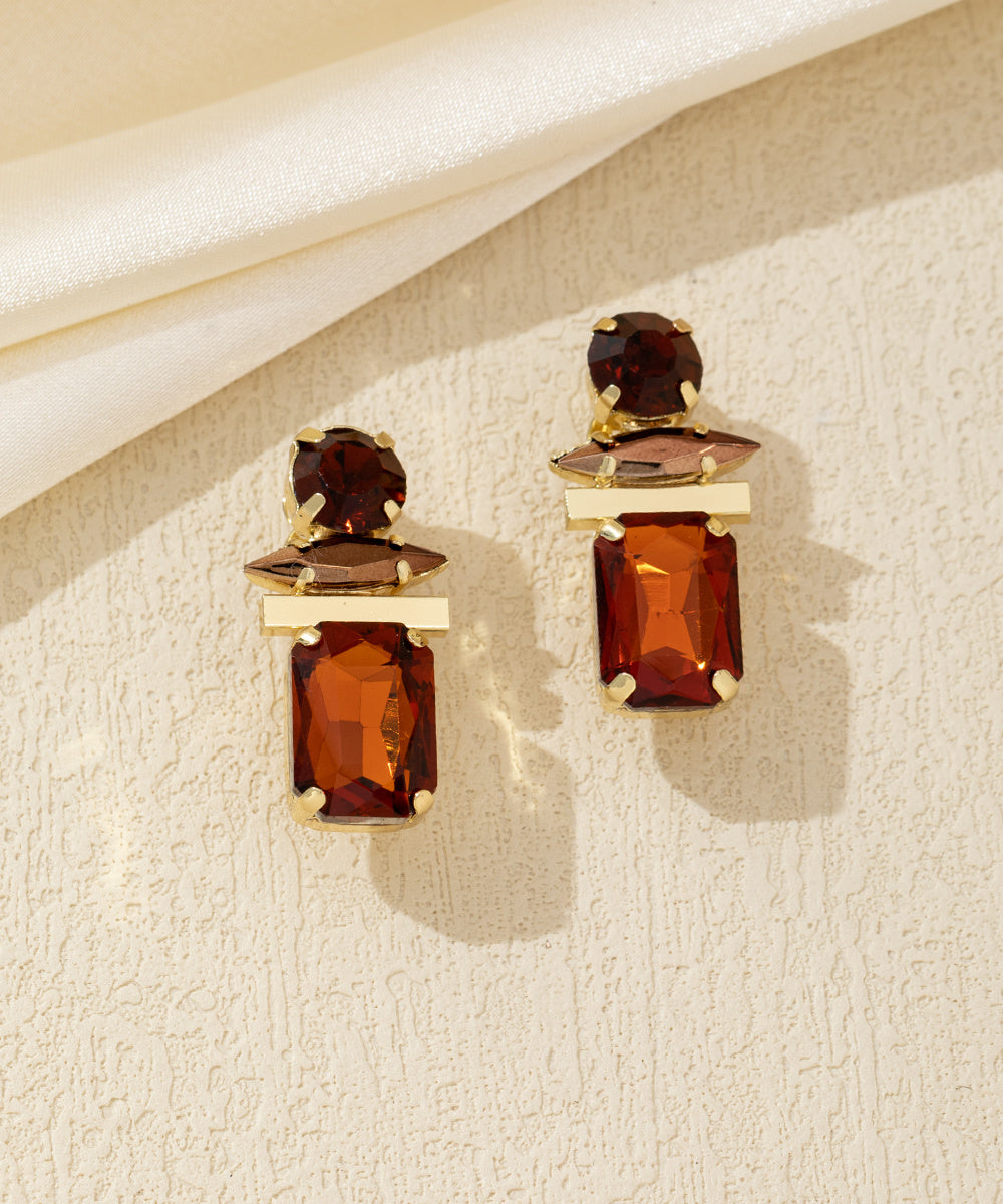 Boucles d’oreilles clip géométriques en verre – 26AHBOL016
