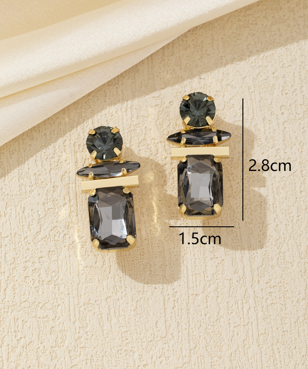 Boucles d’oreilles clip géométriques en verre – 26AHBOL016