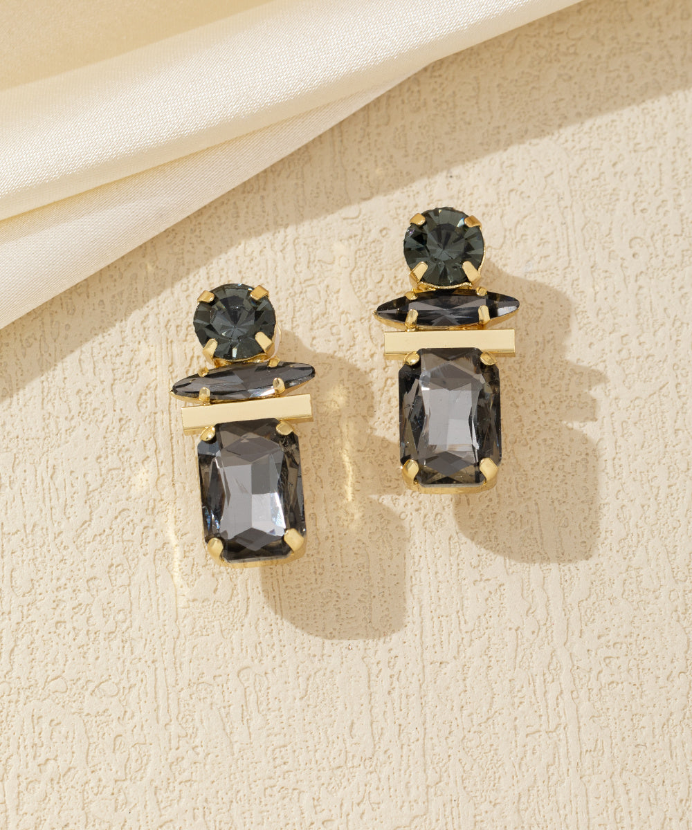 Boucles d’oreilles clip géométriques en verre – 26AHBOL016