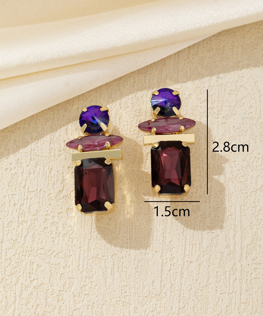 Boucles d’oreilles clip géométriques en verre – 26AHBOL016