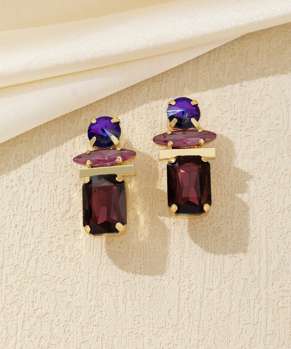 Boucles d’oreilles clip géométriques en verre – 26AHBOL016