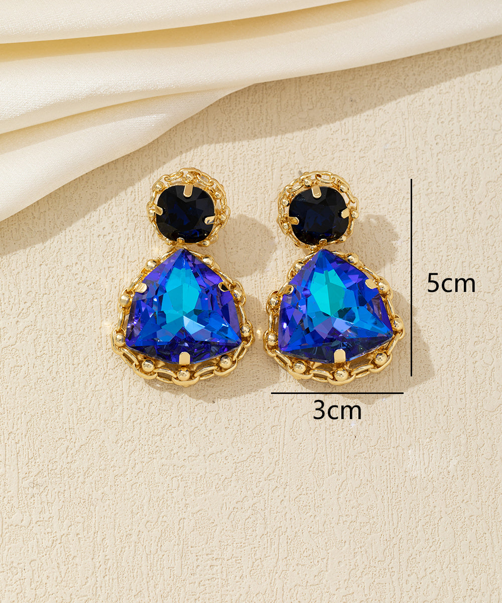 Boucles pendantes puces strass triangle – 26AHBOL017
