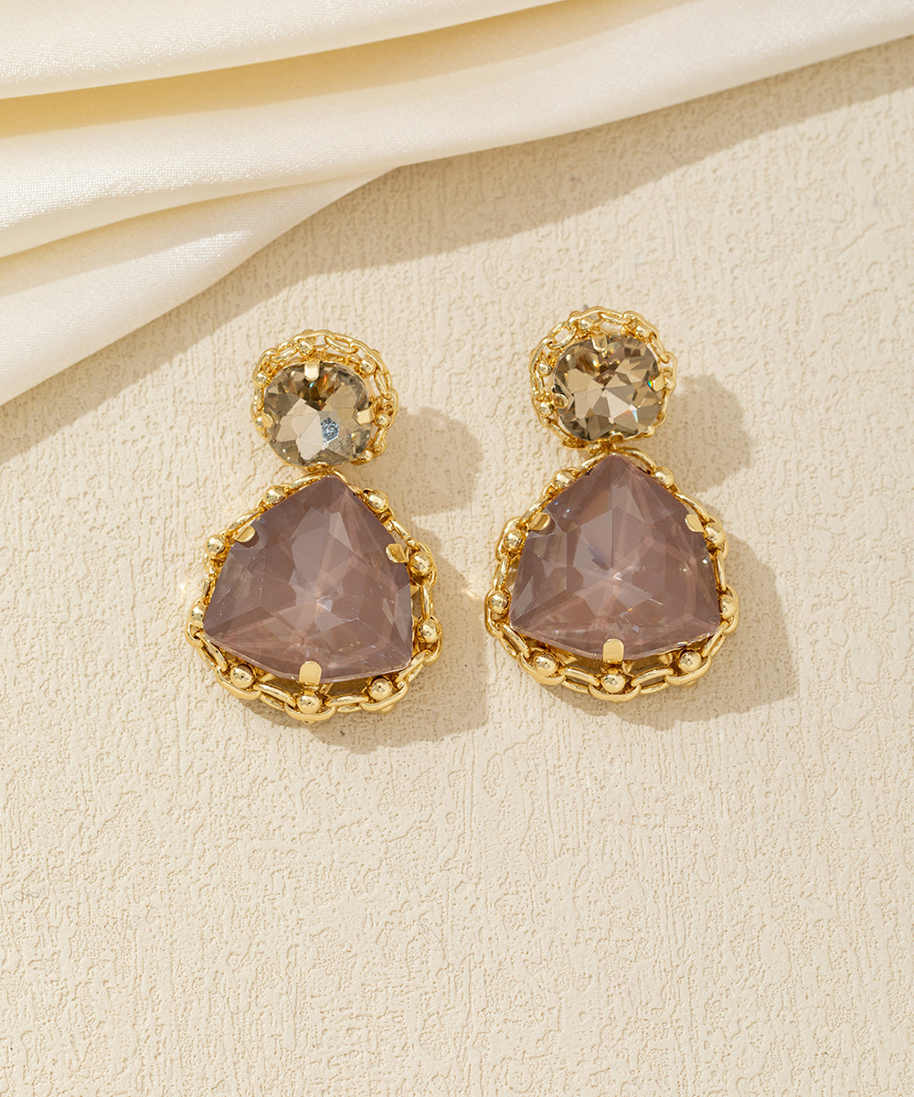 Boucles pendantes puces strass triangle – 26AHBOL017