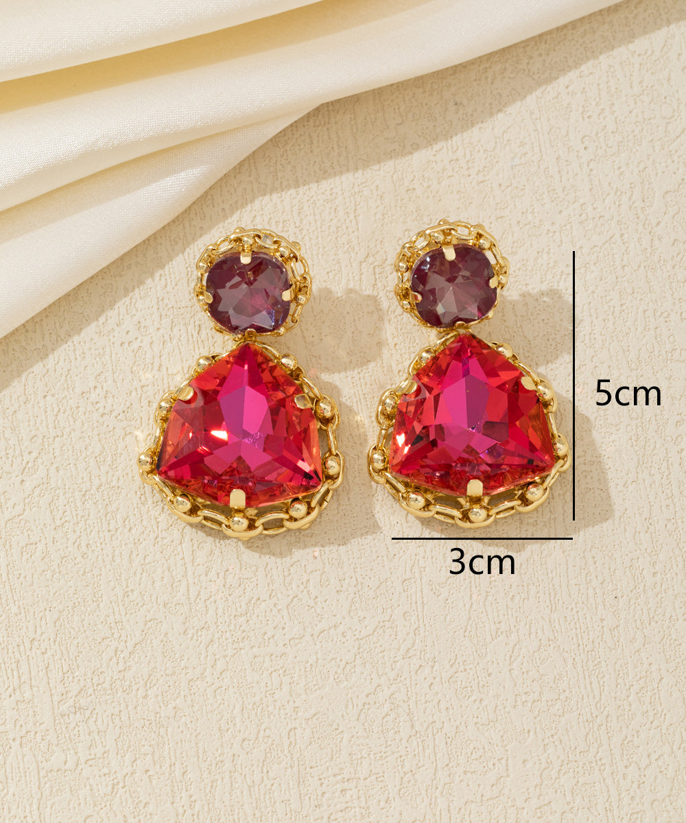 Boucles pendantes puces strass triangle – 26AHBOL017