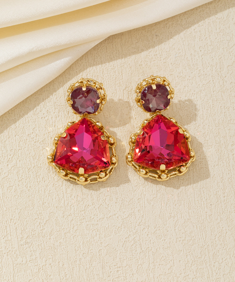 Boucles pendantes puces strass triangle – 26AHBOL017
