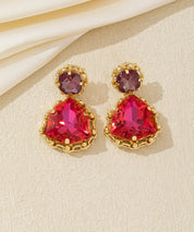 Boucles pendantes puces strass triangle – 26AHBOL017