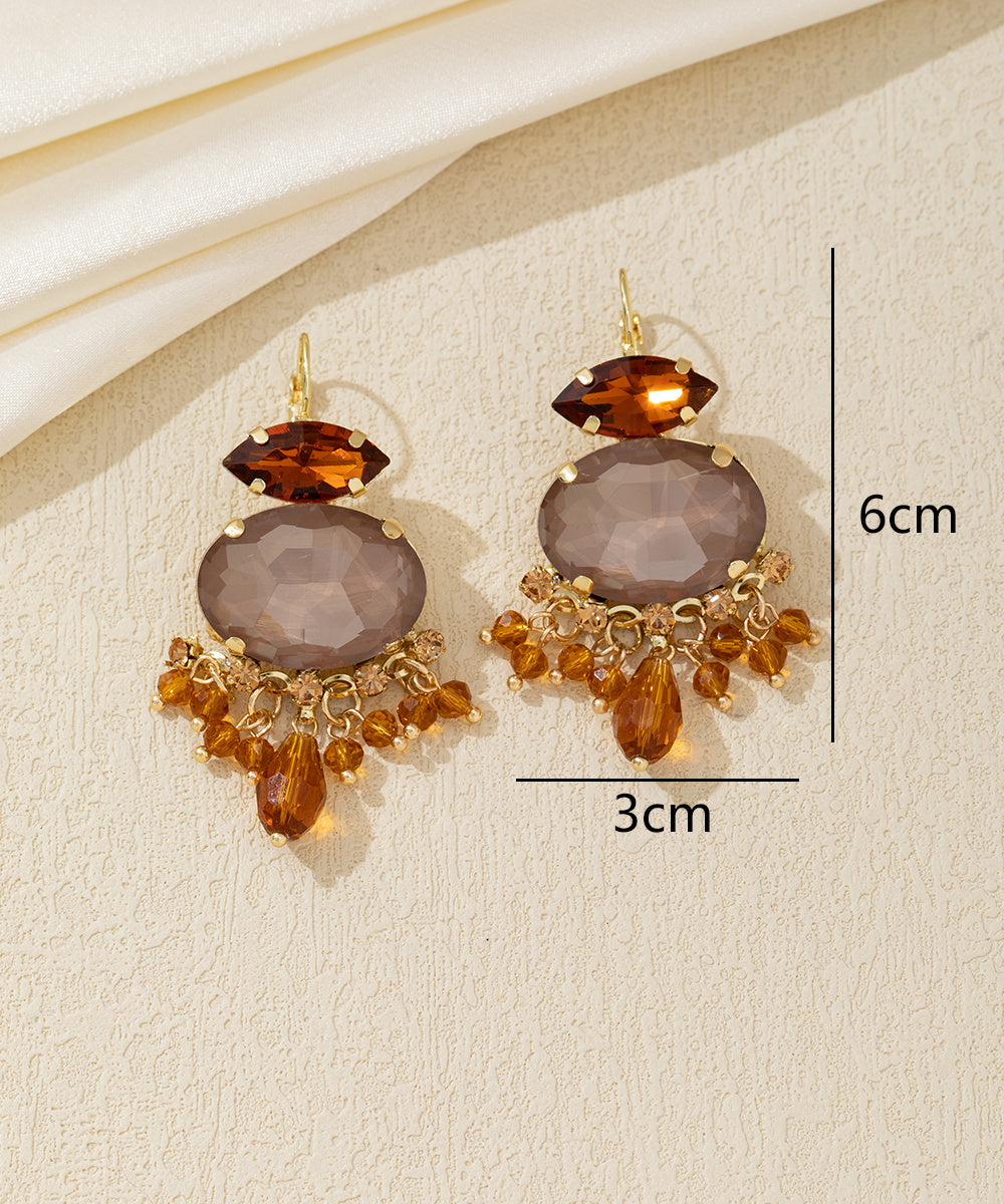 Boucles d'oreilles pendantes strass pampilles Dormeuse –  26AHBOL018