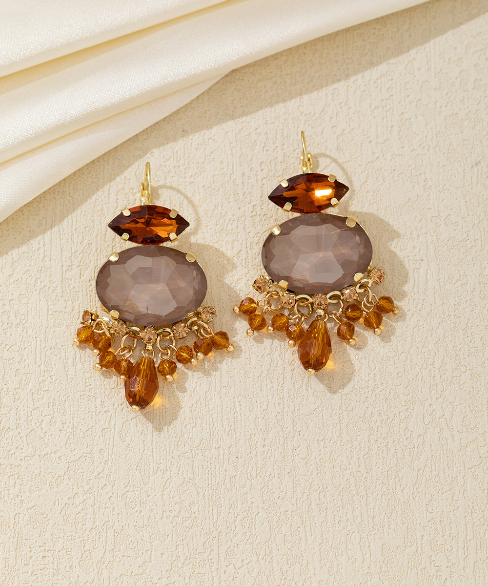 Boucles d'oreilles pendantes strass pampilles Dormeuse –  26AHBOL018
