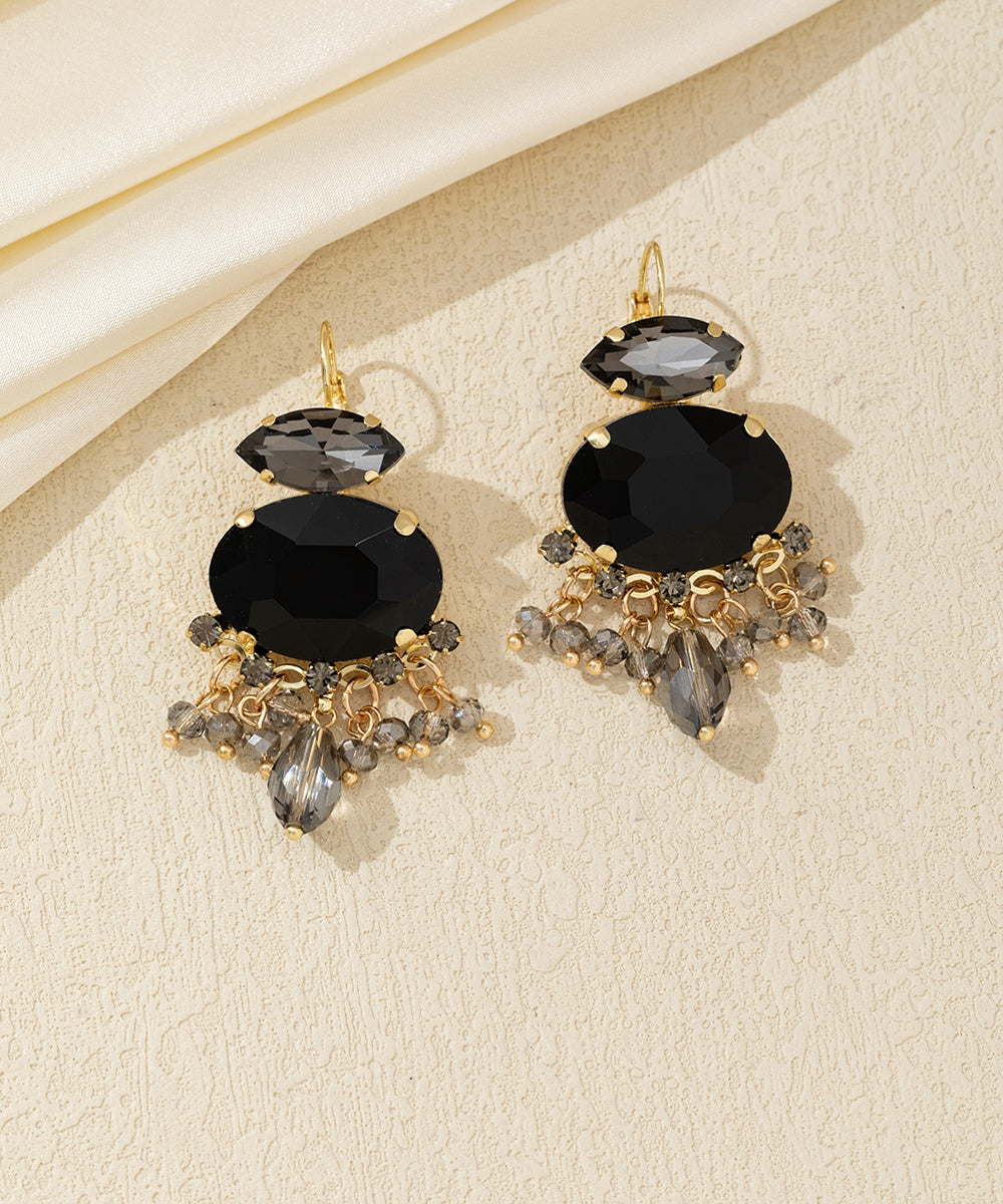 Boucles d'oreilles pendantes strass pampilles Dormeuse –  26AHBOL018