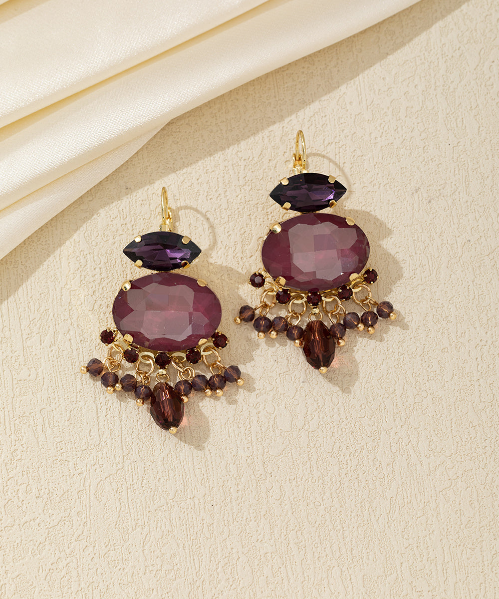 Boucles d'oreilles pendantes strass pampilles Dormeuse –  26AHBOL018