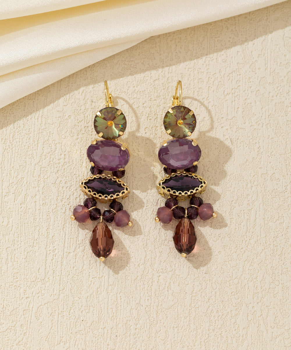 Boucles d’oreilles pendantes strass pampilles – 26AHBOL021