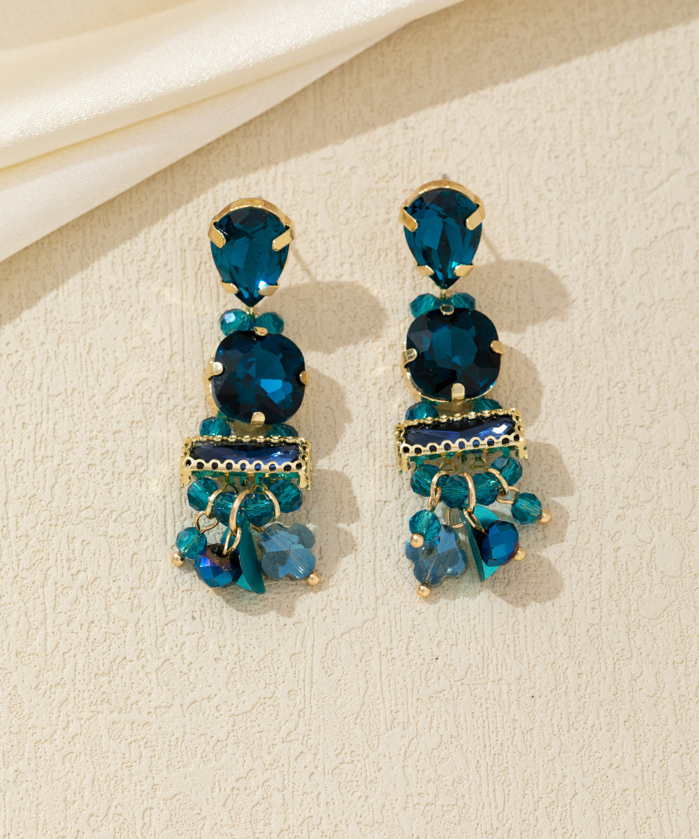 Boucles d’oreilles pendantes strass pampilles – 26AHBOL023