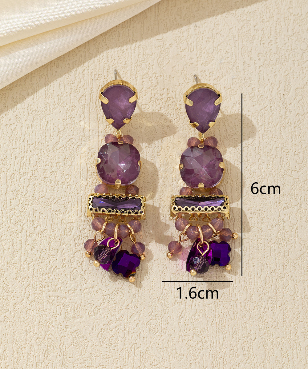 Boucles d’oreilles pendantes strass pampilles – 26AHBOL023